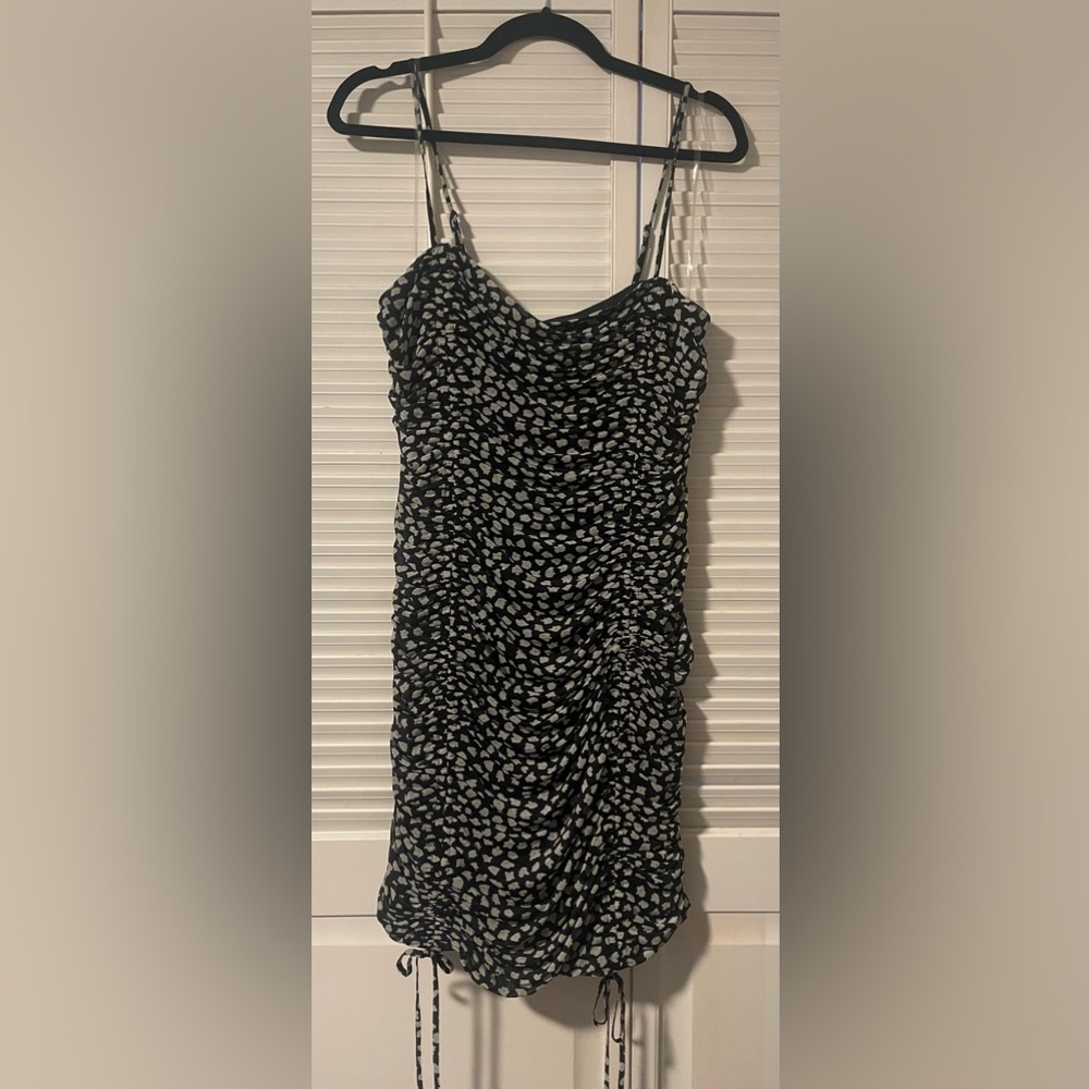 Bar III Rushed Black Floral Dress